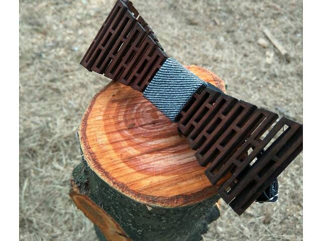 Деревянная бабочка HatynkaUA Решетка Серая (SUN0046) - Фото 3