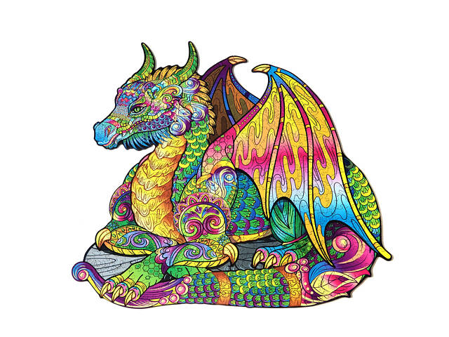 Дерев'яні пазли Дракон унікальна форма деталей 392 елементів 46х45 см - Фото 1