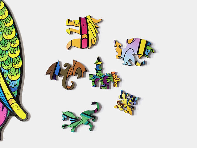 Дерев'яні пазли Дракон унікальна форма деталей 392 елементів 46х45 см - Фото 2