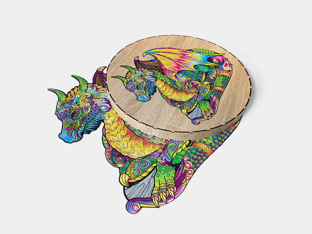 Дерев'яні пазли Дракон унікальна форма деталей 392 елементів 46х45 см - Фото 3