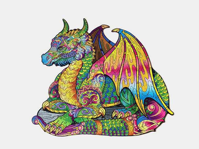 Дерев'яні пазли Дракон унікальна форма деталей 392 елементів 46х45 см - Фото 4