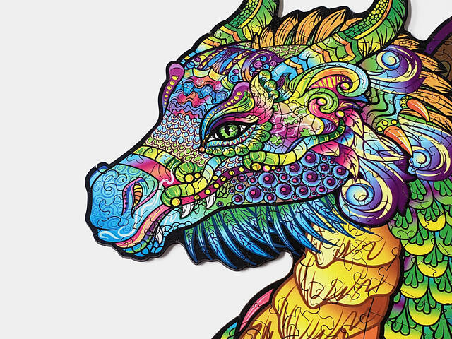 Дерев'яні пазли Дракон унікальна форма деталей 392 елементів 46х45 см - Фото 6