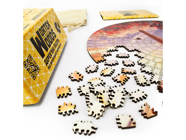 Дерев'яні пазли Wortex Woods Ейфелева вежа 30х30 см 188 елементів амеби PZL40001 - Фото 6