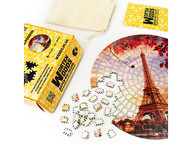 Дерев'яні пазли Wortex Woods Ейфелева вежа 30х30 см 188 елементів амеби PZL40001 - Фото 5