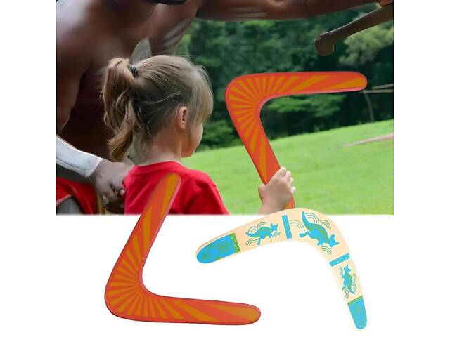 Дерев'яний бумеранг RESTEQ 32,5×29 см - спортивний бумеранг із липи, що повертається, помаранчевий - Фото 3