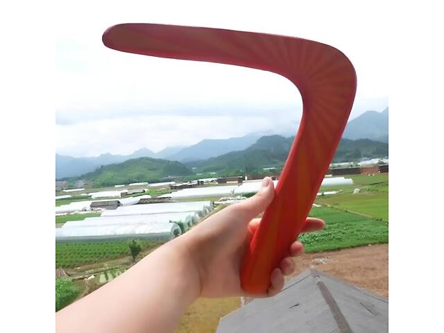 Дерев'яний бумеранг RESTEQ 32,5×29 см - спортивний бумеранг із липи, що повертається, помаранчевий - Фото 5