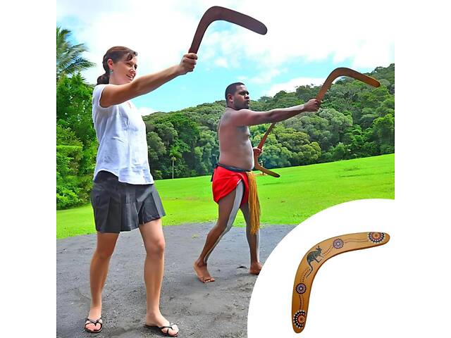 Дерев’яний бумеранг RESTEQ з липи 33×14 см — розписний бумеранг, що повертається, з натурального дерева для активного відпочинку - Фото 7