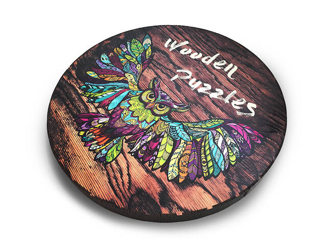 Дерев'яний фігурний пазл із натурального дерева Сова 227 елементів 677х475 мм у подарунковій коробці - Фото 5