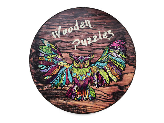 Дерев'яний фігурний пазл із натурального дерева Сова 227 елементів 677х475 мм у подарунковій коробці - Фото 6