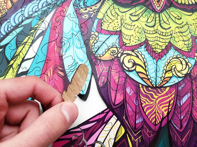 Дерев'яний фігурний пазл із натурального дерева Сова 227 елементів 677х475 мм у подарунковій коробці - Фото 9