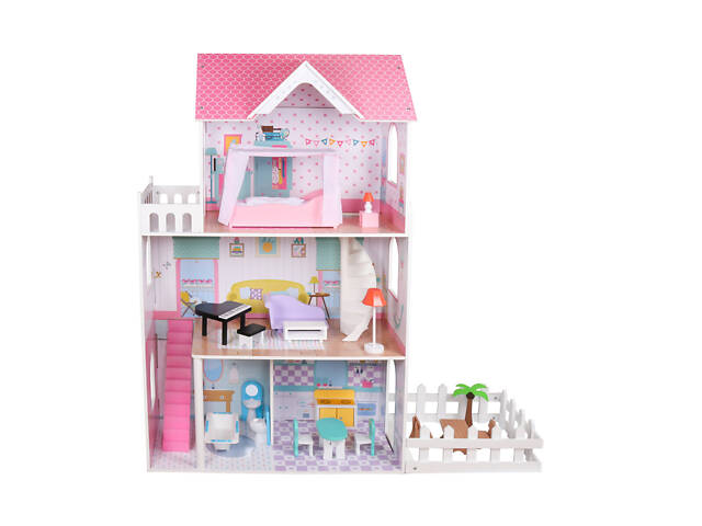 Дерев'яний ляльковий будиночок для Барбі AVKO Вілла Севілья + меблі - Фото 1