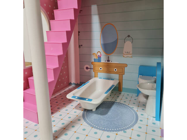 Дерев'яний ляльковий будиночок для Барбі AVKO Вілла Севілья + меблі - Фото 6