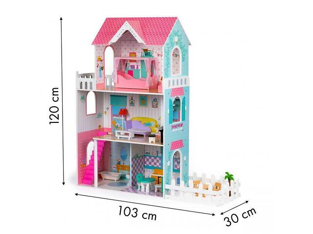 Дерев'яний ляльковий будиночок для Барбі AVKO Вілла Севілья + меблі - Фото 10