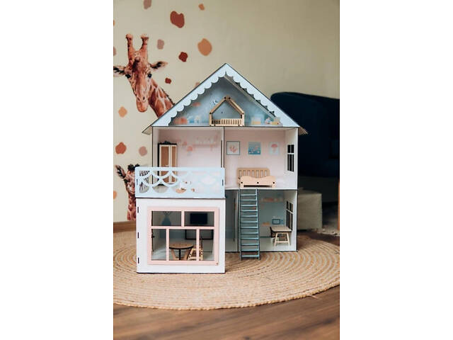 Дерев'яний ляльковий будиночок Морська вілла комплектація Лайт 75х60х60 см з набором меблів - Фото 4