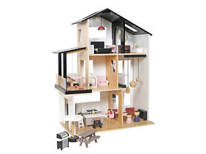 Дерев'яний ляльковий будиночок в стилі ЛОФТ AVKO Вілла Тоскана + меблі