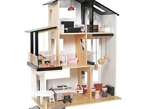 Дерев'яний ляльковий будиночок в стилі ЛОФТ AVKO Вілла Тоскана + меблі