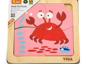 Дерев'яний мініпазл Viga Toys Крабик, 4 ел. (50146)