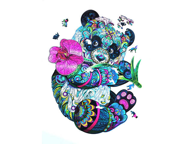 Дерев'яний пазл Панда 396 фігурних елементів у подарунковій упаковці 48,5х65 см - Фото 1