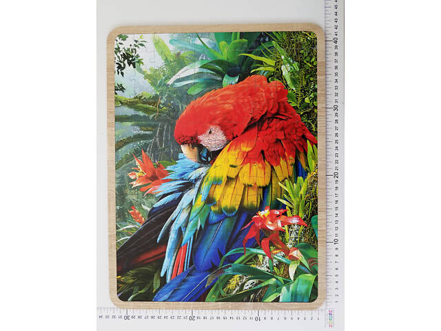 Дерев'яний пазл з підставкою Папуга Ара 150 з підставкою 42х33 см - Фото 1