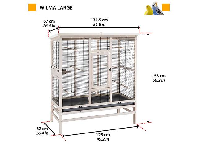 Деревянный вольер для канареек, попугаев и маленьких птиц Ferplast Wilma Large (Ферпласт Вилма Лардж) - Фото 3