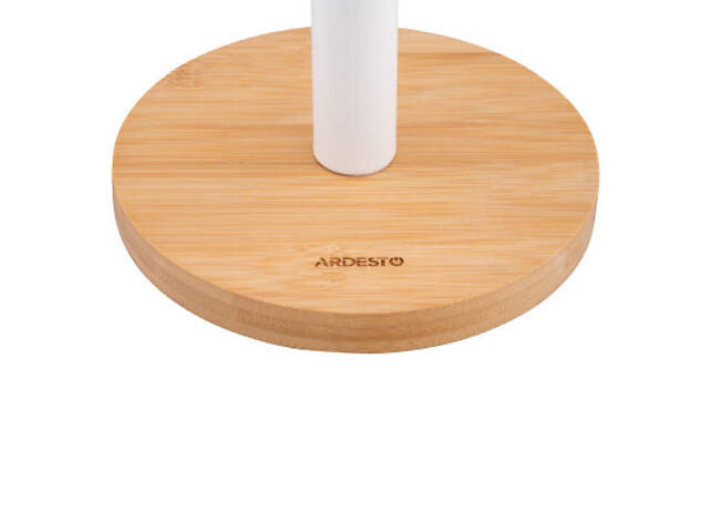 Тримач паперових рушників Ardesto Midori 15х34см, метал, бамбук, білий (AR0913WB) - Фото 5