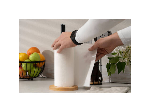 Тримач паперових рушників Ardesto Midori 15х34см, метал, бамбук, чорний (AR0913BB) - Фото 3