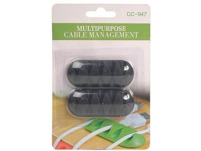 Тримач для кабелю PowerPlant CC-947 (Black) * 2 (CA910434) - Фото 3
