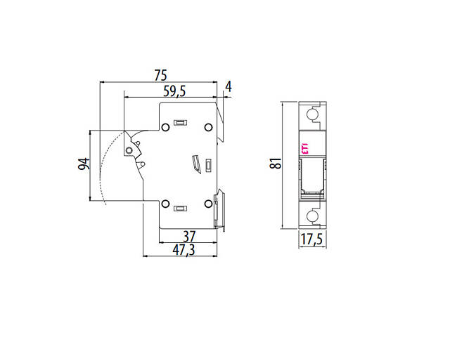 Тримач запобіжника 1P 20A 400В 8х32мм [2520001] EFD 8 ETI - Фото 2