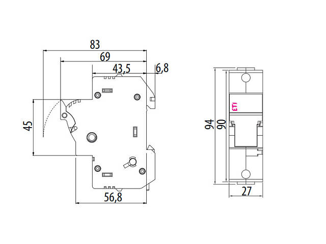 Тримач запобіжника 1P 50A 690В 14х51мм [2560001] EFD 14 ETI - Фото 2