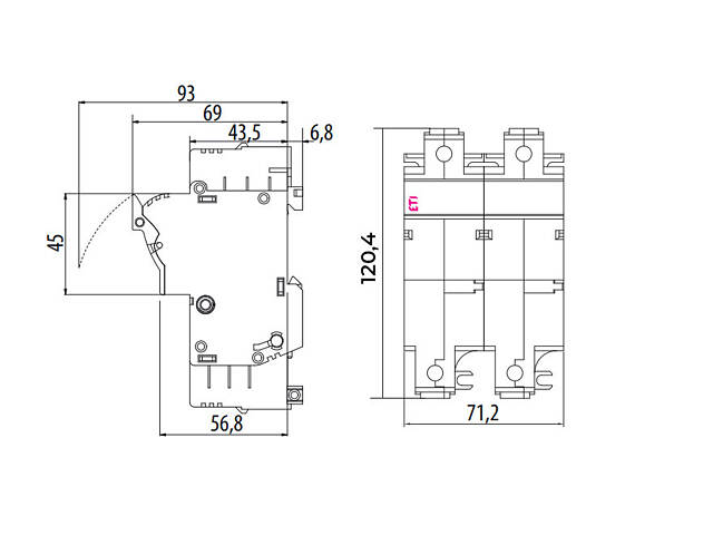 Тримач запобіжника 2P 100A 690В 22x58мм [2570003] EFD 22 ETI - Фото 2