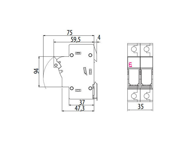 Тримач запобіжника 2P 20A 400В 8х32мм [2520003] EFD 8 ETI - Фото 2
