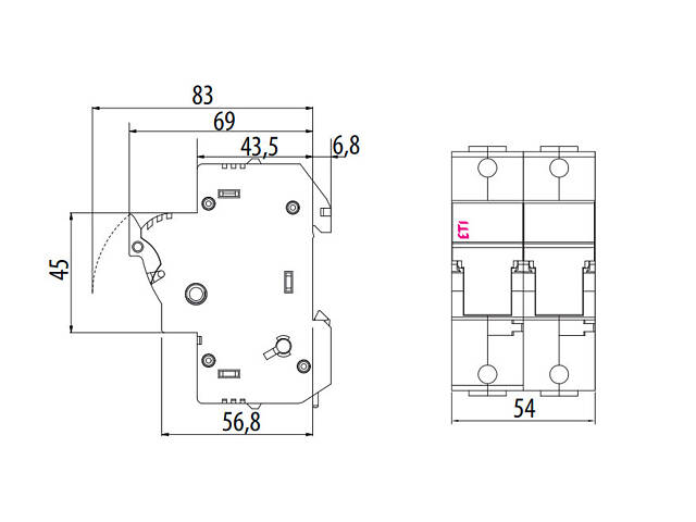 Тримач запобіжника 2P 50A 690В 14х51мм [2560003] EFD 14 ETI - Фото 2