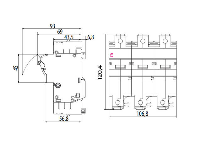 Тримач запобіжника 3P 100A 690В 22x58мм LED [2570014] EFD 22 ETI - Фото 2