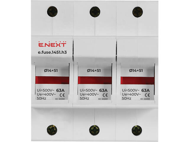 Тримач запобіжника 3Р 63А 14х51мм [i0300006] e.fuse.1451.h3 E.NEXT - Фото 2