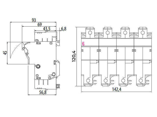Тримач запобіжника 3P+N 100A 690В 22x58мм [2570005] EFD 22 ETI - Фото 2