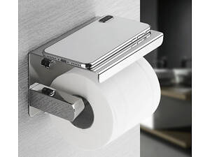 Держатель туалетной бумаги Primo TP01 металлический с полкой - Silver