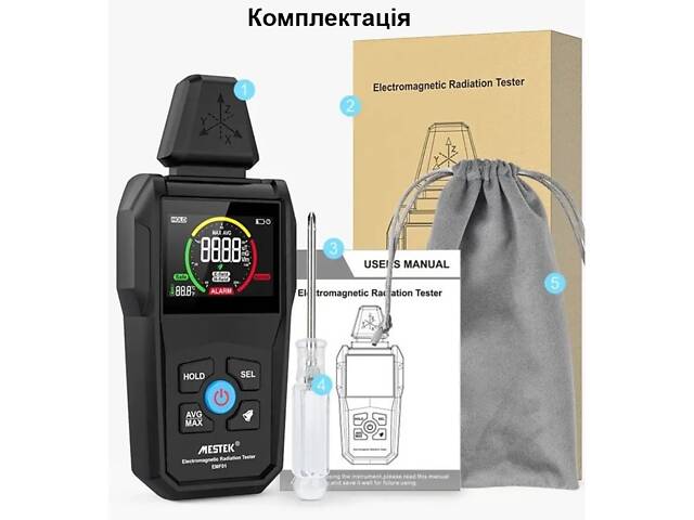 Детектор електромагнітного випромінювання з термометром Mestek EMF01 (Товар з дефектом) - Фото 2