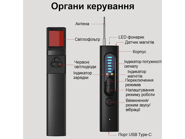 Детектор жучків, прихованих камер і магнітів - антижучок 3 в 1 з ліхтариком Savetek X13 (GS-R39) - Фото 6