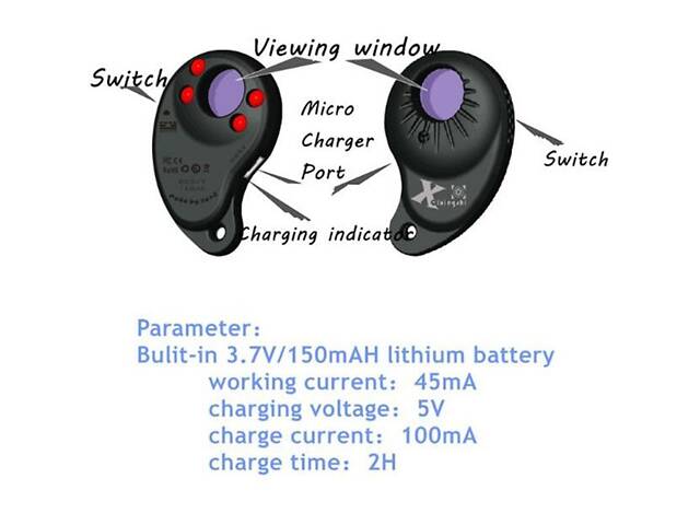 Детектор скрытых камер - обнаружитель проводных и беспроводных видеокамер - брелок I-Tech X - Фото 6