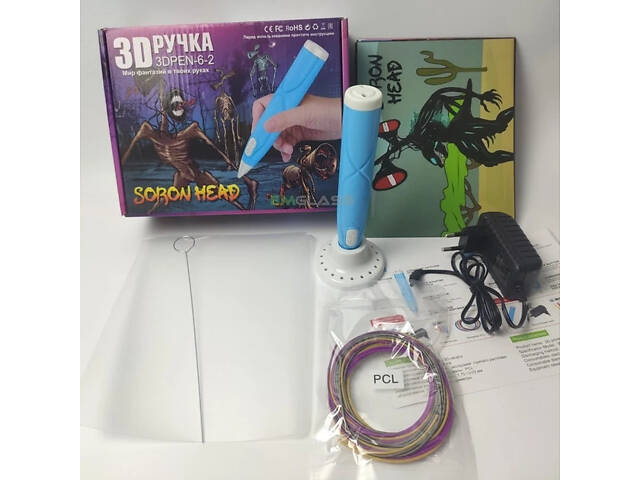 Дитяча 3D-ручка для малювання з екопластиком 3D-6-2 набір з трафаретами - Фото 2