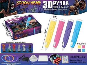 Дитяча 3D-ручка для малювання з екопластиком 3D-6-2 набір з трафаретами