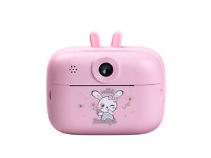 Дитяча фотокамера з миттєвим друком знімків • фотоапарат із вушками Рожевий фотоапарат дитячий
