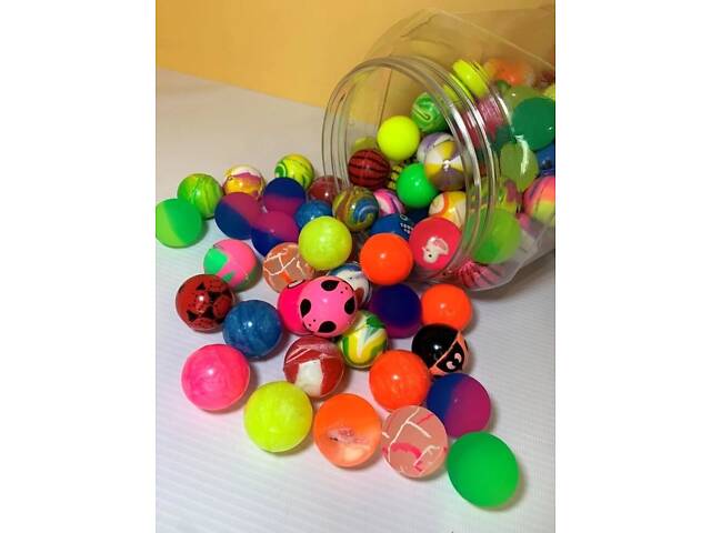 Детская игрушка мяч (шар) прыгун, материал каучук (резина), диаметр 3,2 см (9041-3.2) цвета в ассортименте - Фото 1