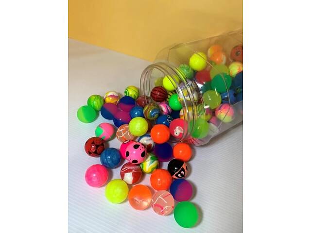 Детская игрушка мяч (шар) прыгун, материал каучук (резина), диаметр 3,2 см (9041-3.2) цвета в ассортименте - Фото 2