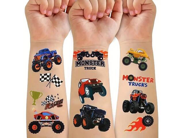 Дитяча іграшка наліпка тимчасове татуювання для хлопчиків машинки (водонепроникні та довготривалі) 6-TT - Фото 1