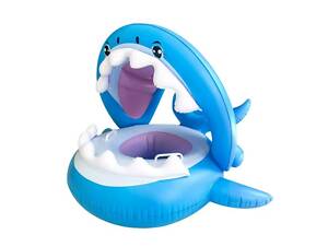 Дитячий надувний човен-коло Бейбі Шарк Акула від UrbanKit з Регульованим Накриттям (UD534)