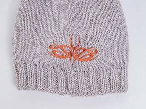 Дитяча шапка, бежево-теракотового кольору з вишивкою, 167R7778-1