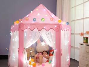 Дитячий, ігровий намет-будиночок RESTEQ, Велика дитяча альтанка. 135см х 140см. Рожева