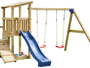 Детская игровая площадка с 2 горками Blue Rabbit CASCADE + SWING