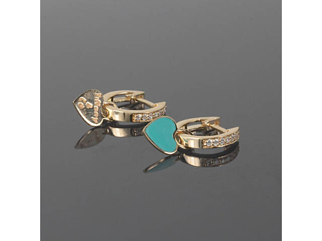 Детские серьги Tiffany из желтого золота с эмалью и фианитами S-0016 - Фото 1 Детские серьги Tiffany из желтого золота с эмалью и фианитами S-0016 - Фото 1